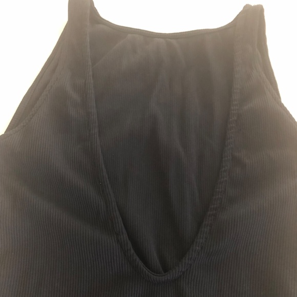 ZARA Black Ribbed Soft, Stretchy Bodysuit with Low Back Deep V cut - Picture 4 of 4